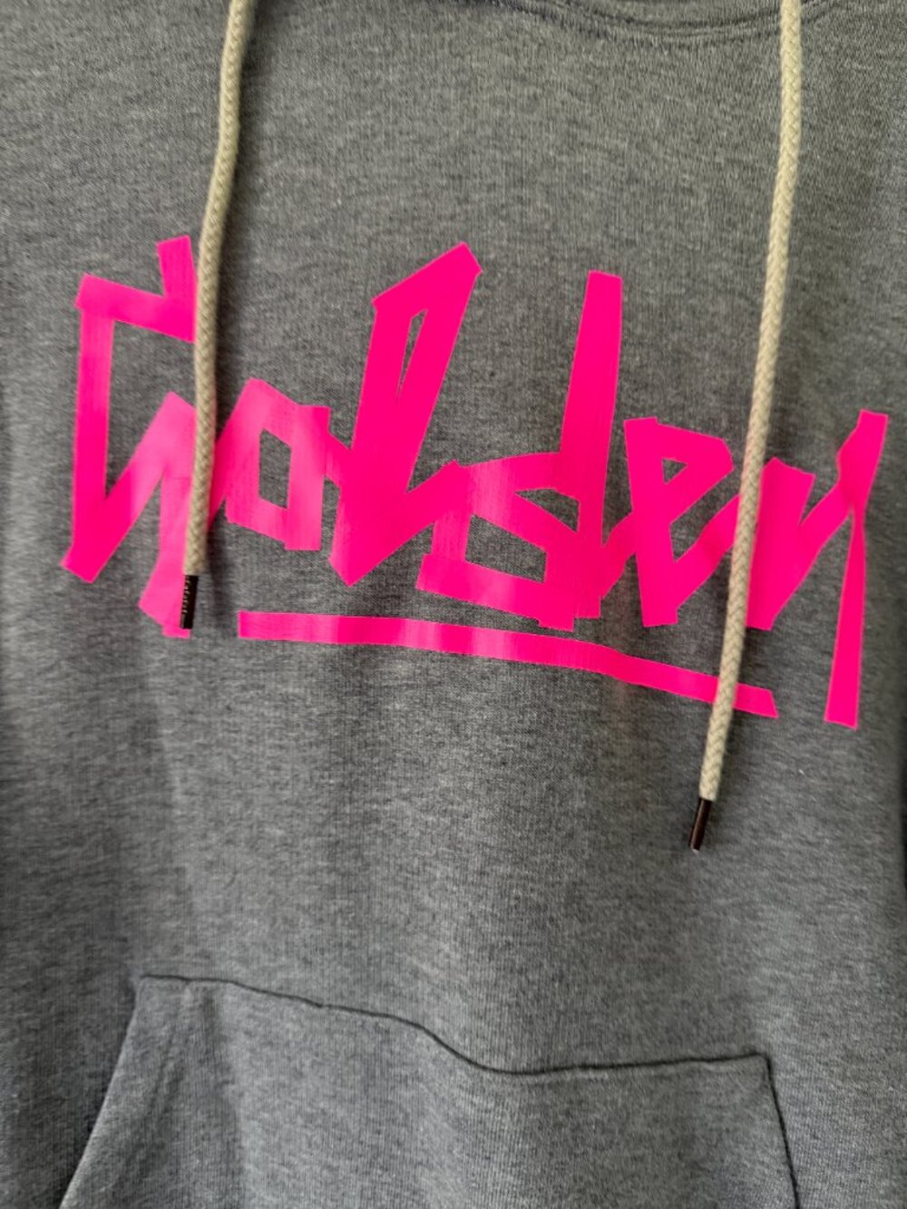 Golden Goose Pullover Hoodie- S- heathered gray/hot neon pink- MSRP $490 - Picture 10 of 12